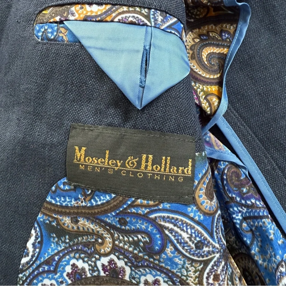 Robert Graham 100% Linen Navy Paisley Lining Detailed Blazer Men's‎ 40 EUC